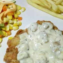 Crispy Chicken Steak Saus Mushroom