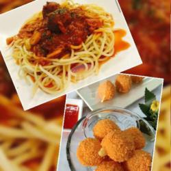 Sphagetti Saos Jamur   Bakso Goreng