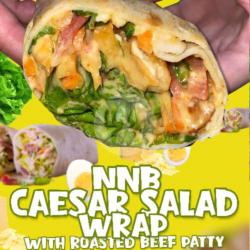 Caesar Salad Wrap With Roasted Beef Patty