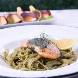 Fettucini Salmon Pesto