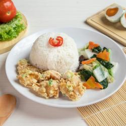 Nasi Ikan Fillet Saus Telur Asin