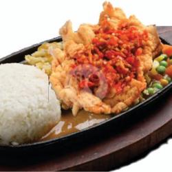 Chicken Steak Geprek   Nasi