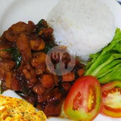 Nasi Ayam Tumis Telur Goreng