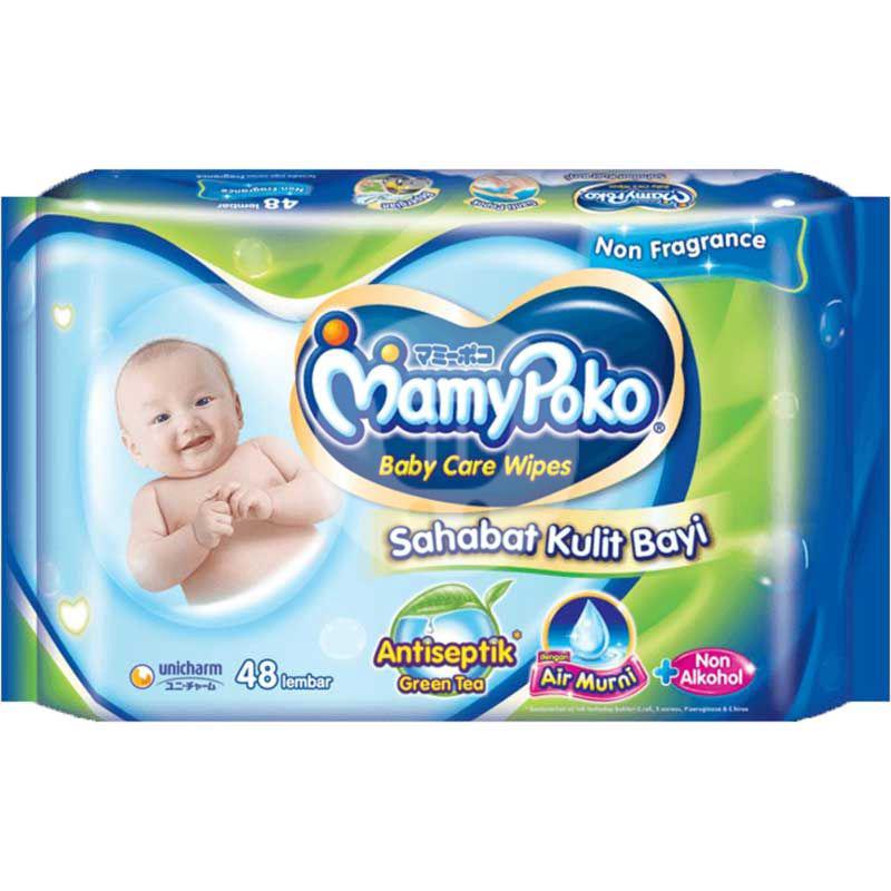 Mamypoko Baby Care Wipes Antiseptic Green Tea 48 Sheets