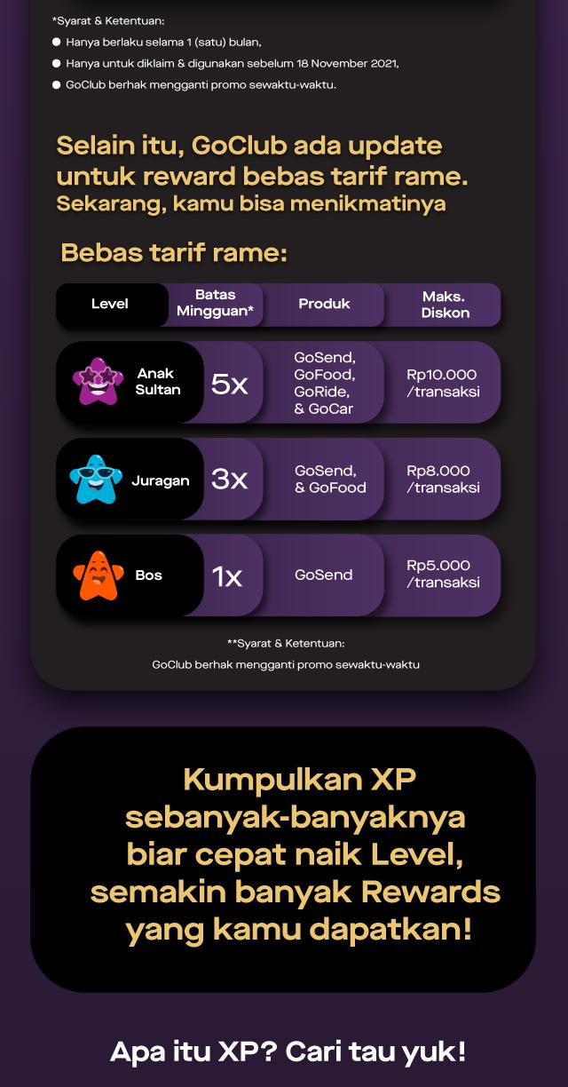 Bebas tarif rame untuk GoClub