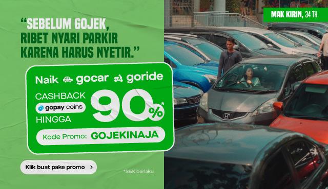Naik GoCar GoRide cashback GoPay Coins hingga 90% pake kode promo GOJEKINAJA